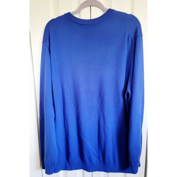 Turnbury 2XL Men's Extra Fine Merino Wool Sweater Royal Blue V-Neck LS - Picture 2 of 6